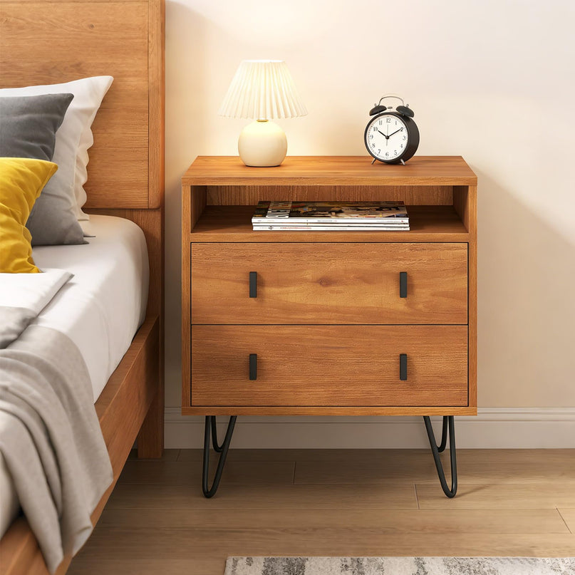 Table de chevet Giantex avec 2 tiroirs pour chambre à coucher et bureau