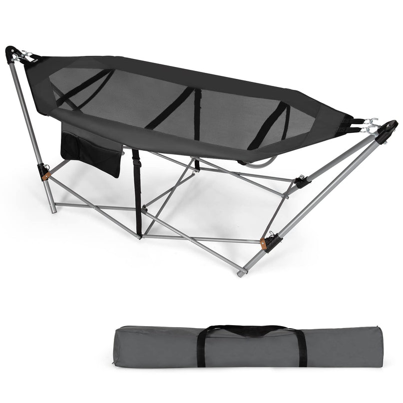 Giantex Portable Folding Hammock, Lounge Camping Bed with Hammock Stand