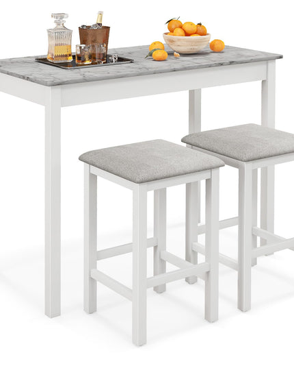 Giantex Dining Table Set for 2, Counter Height Dining Table Set with 2 Bar Stools, Wood Legs, Dinette Table Set