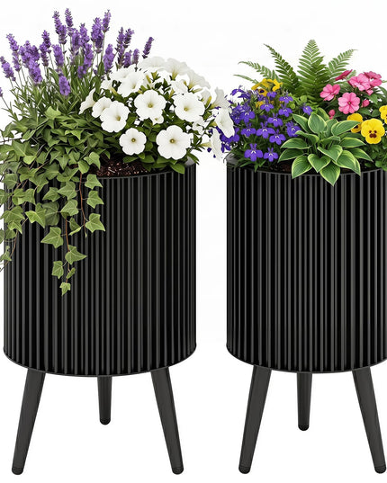 Giantex Set of 2 Flower Pots with Stand for Hallway Living Room Garden Patio