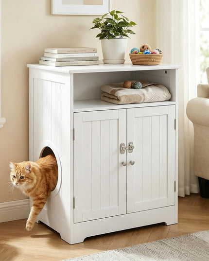 GIANTEX Cat Litter Box Enclosure | Hidden Litter Box Furniture with Mat