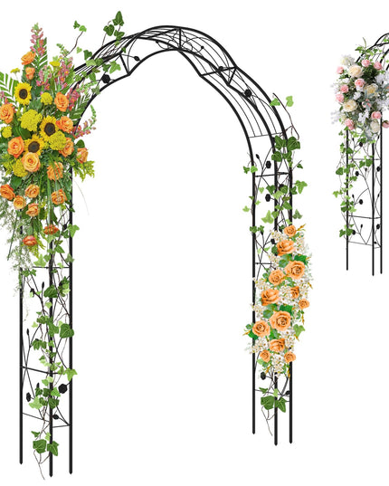 Giantex Garden Arch, 8.2 FT Metal Garden Arbor with 7 Sizes Combination and 6 Stakes