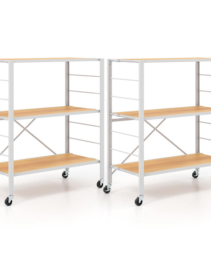 Giantex Folding Bookshelf with Wheels