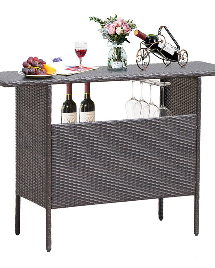 Outdoor Patio Rattan Wicker Bar Counter Table