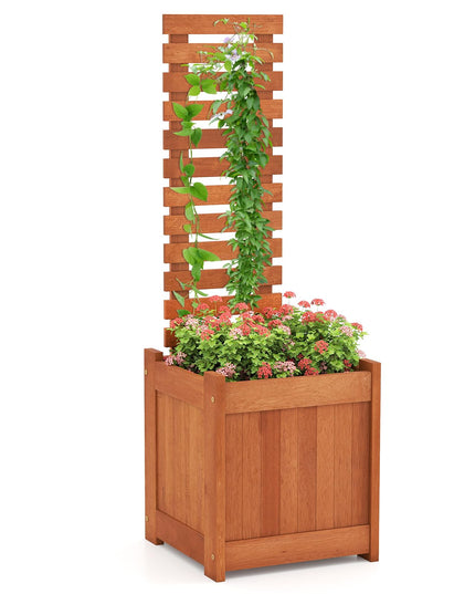 Giantex Wood Raised Garden Bed with Trellis