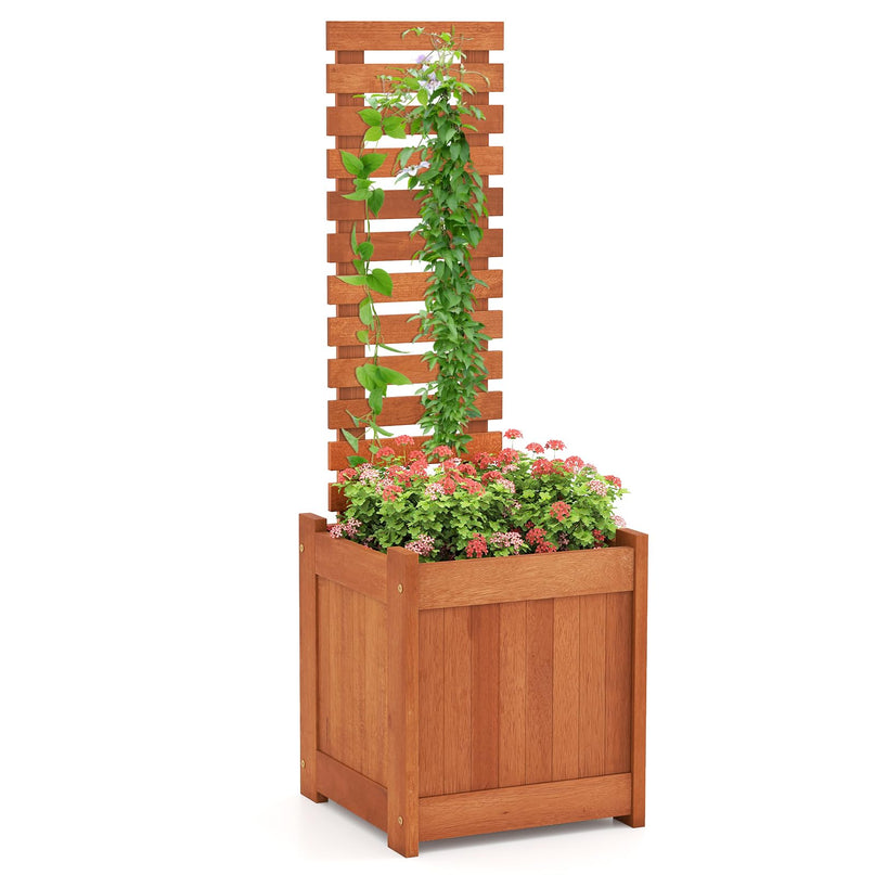 Giantex Wood Raised Garden Bed with Trellis