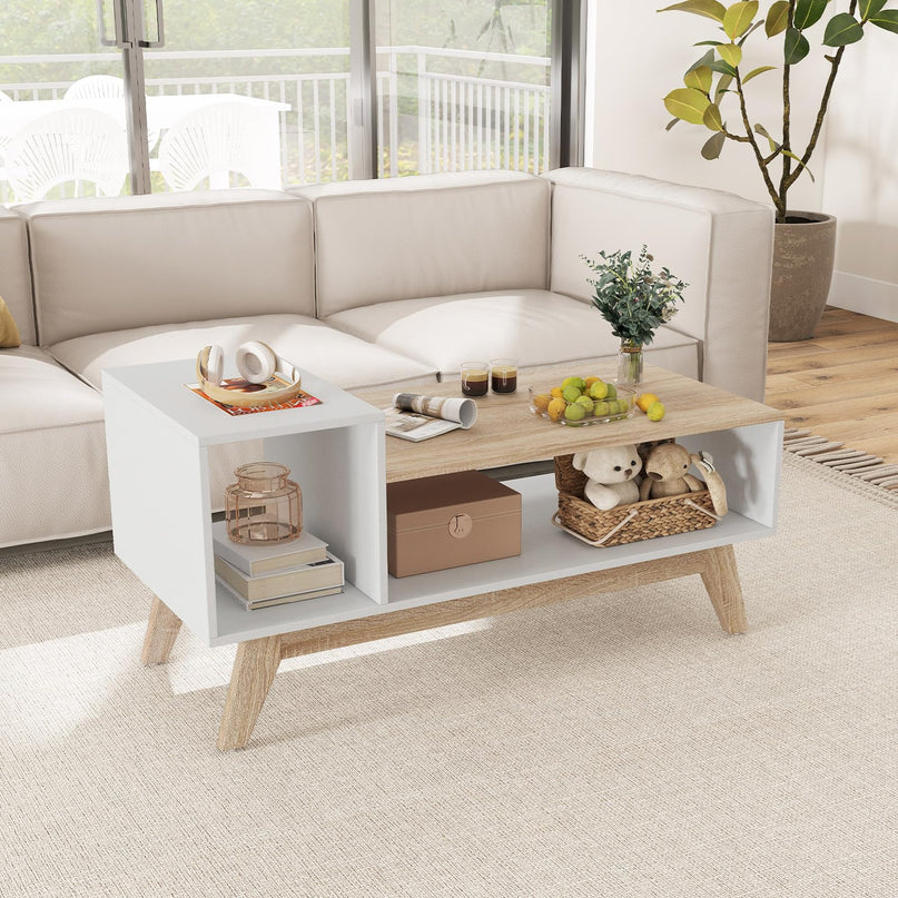 Giantex 2 Tier Coffee Table with Storage for Small Space Apartment