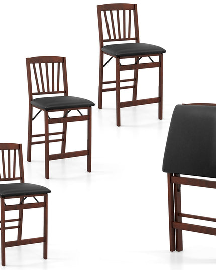 Giantex Folding Bar Stools Set, 24.5" Counter Height Bar Dining Chairs with Back