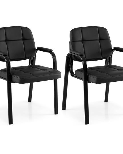 Fauteuils de réception de bureau en cuir Giantex avec accoudoirs rembourrés
