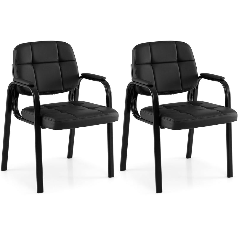 Fauteuils de réception de bureau en cuir Giantex avec accoudoirs rembourrés