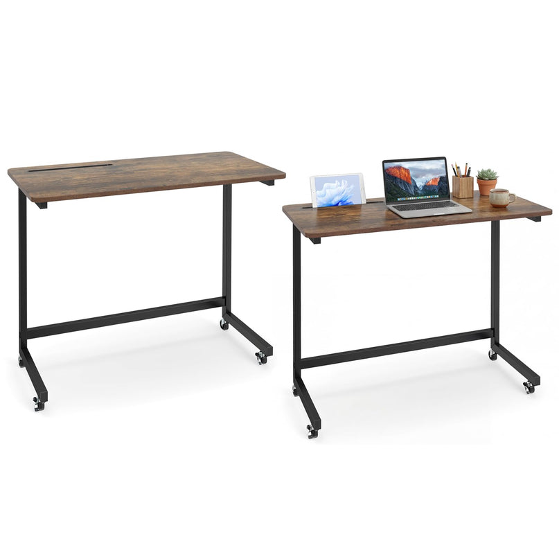 Giantex Table d'appoint mobile en forme de C - Table de chevet roulante avec fente pour tablette ( 1/2 )