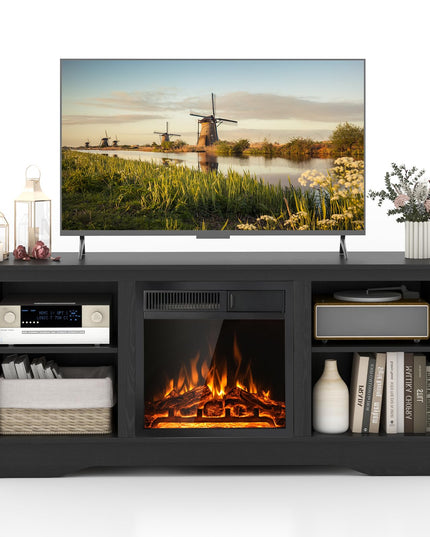 Giantex Fireplace TV Stand for TVs Up to 65”, Entertainment Center with Adjustable Shelves