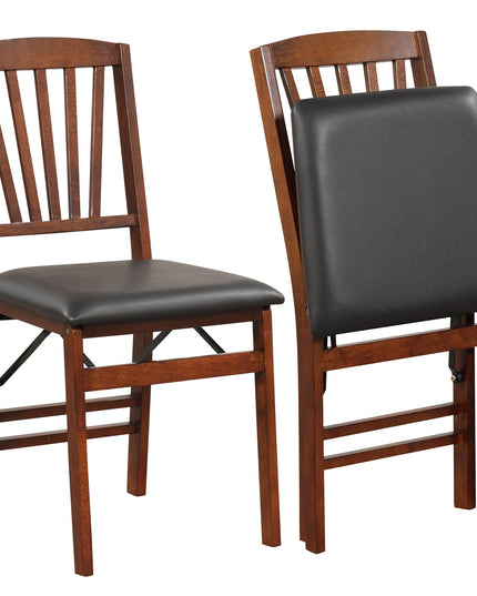 Giantex Folding Dining Chairs Set of 2, Foldable Wood Kitchen Chairs with Padded Seat
