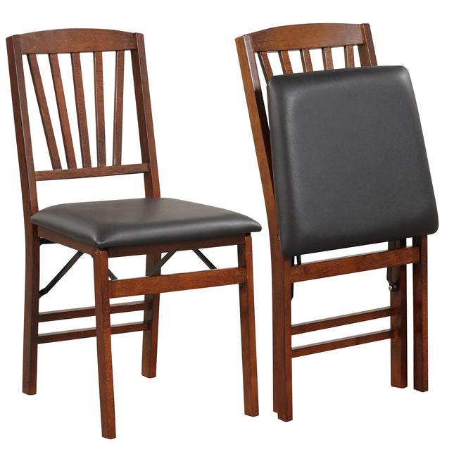 Giantex Lot de 2 chaises de salle à manger pliantes, chaises de cuisine pliables en bois avec siège rembourré