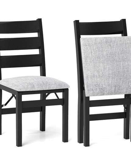 Giantex Folding Dining Chairs Set of 2, Modern Upholstered Kitchen Chairs w/Slatted Backrest & Padded Seat