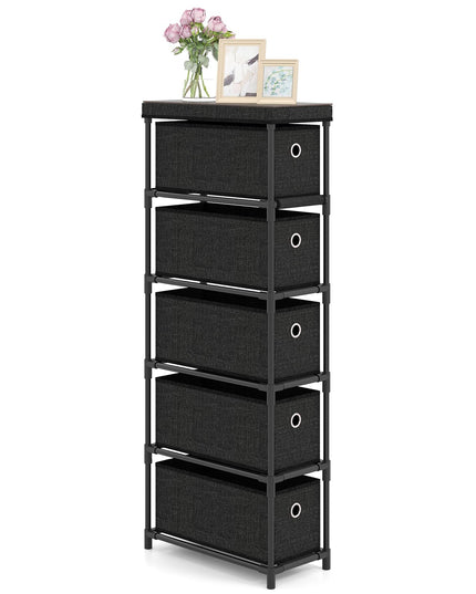 Giantex 5 Drawer Storage Cabinet with Fabric Drawers