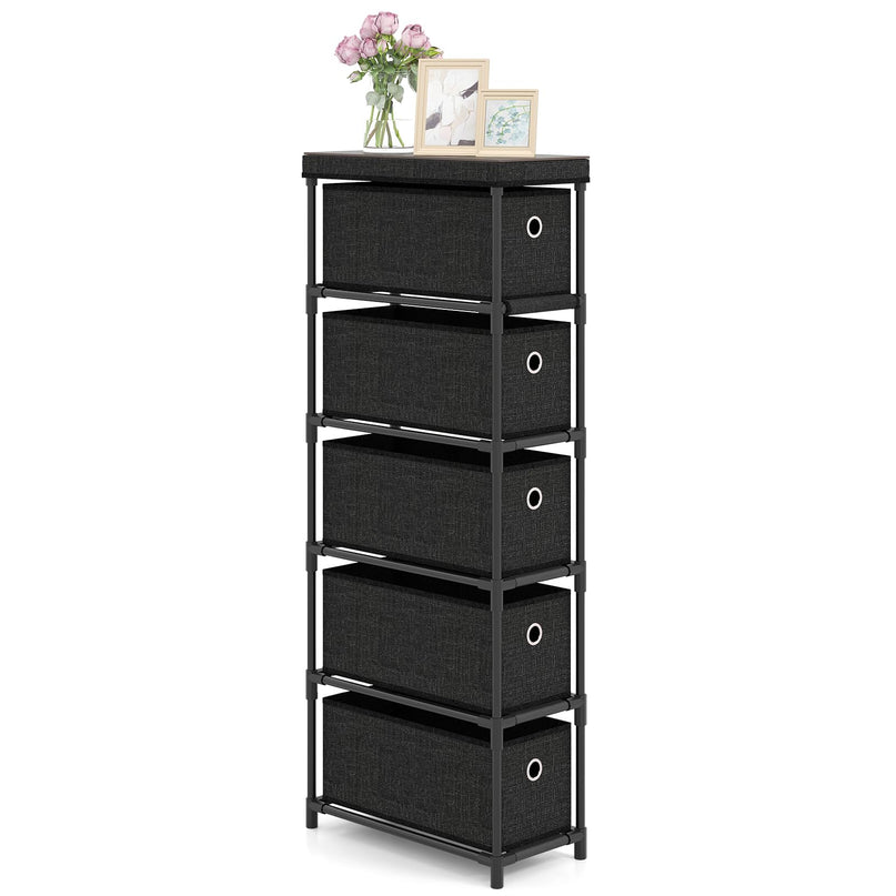 Giantex 5 Drawer Storage Cabinet with Fabric Drawers