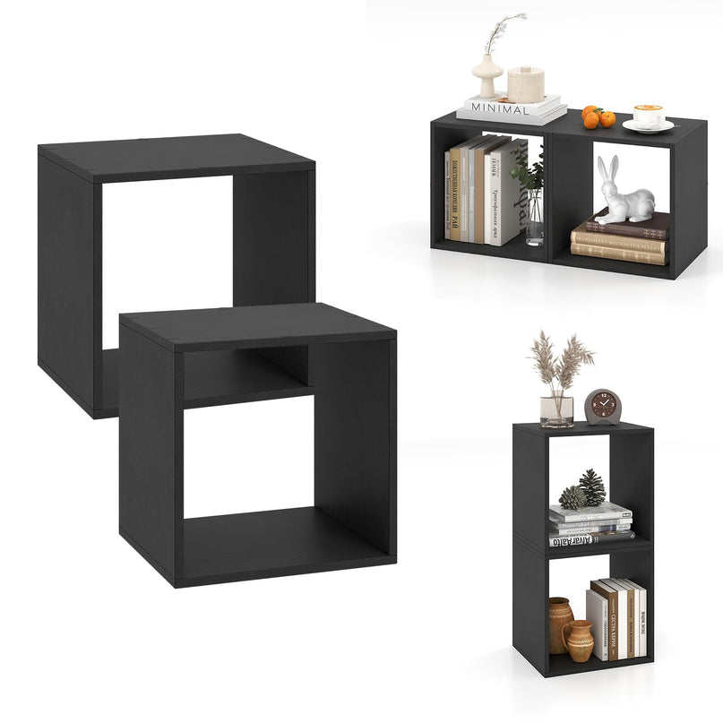 Giantex Étagère de rangement 2/4 cubes, Organisateur de rangement empilable à 2 niveaux