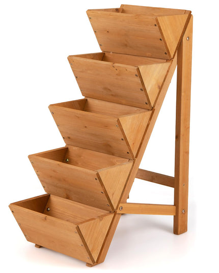 Giantex 5-Tier Wooden Freestanding Vertical Raised Garden Bed (1/2)