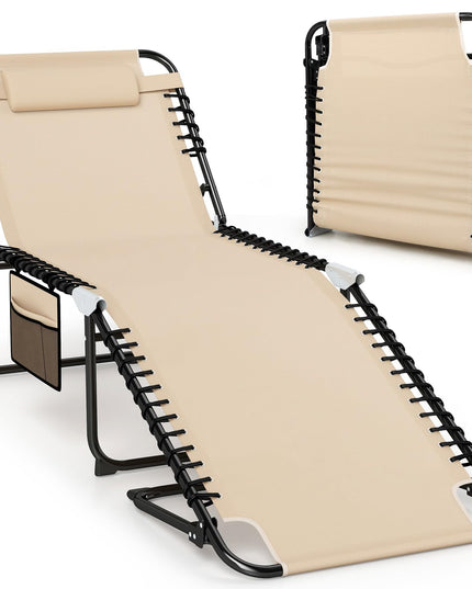 Giantex Folding Tanning Chair with 4 Adjustable Positions & Footrest Load 440 Lbs