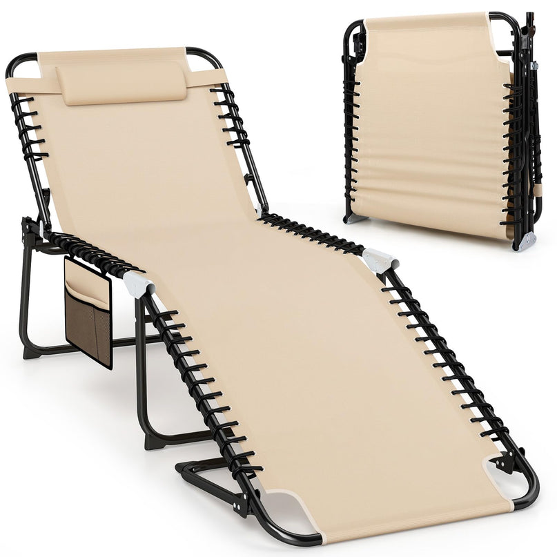 Giantex Folding Tanning Chair with 4 Adjustable Positions & Footrest Load 440 Lbs