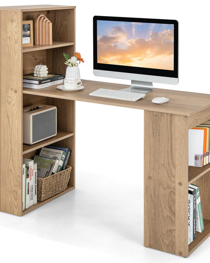Giantex 48 Inch Computer Desk with Bookshelf, 3-in-1 Home Office Desk with 4-Tier Bookcase & CPU Stand