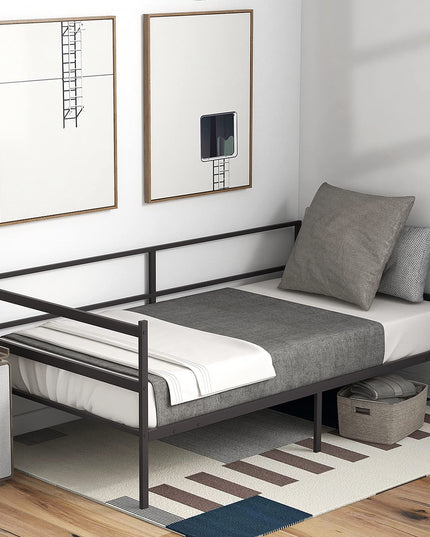 Giantex Twin Daybed Frame, Metal Sofa Bed w/Heavy-Duty 16 Slats Support, Black
