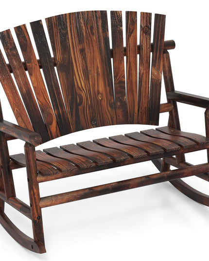 Giantex 1/2 Pcs Outdoor Wooden Rocking Bench（51”x38”x46”）