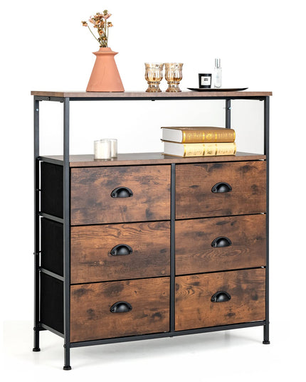 Giantex Fabric Dresser for Bedroom - Wide Storage Tower Chest of 6 Drawers