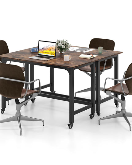 Giantex Conference Table, 48" Rectangular Mobile Meeting Room Desk with Removable Storage Bag & 2 Hanging Hooks