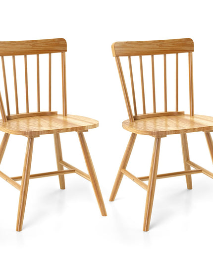 Giantex Windsor Dining Chairs Set of 2/4, Farmhouse Kitchen Chairs w/Rubber Wood Frame, Elegant Hollowed Backrest