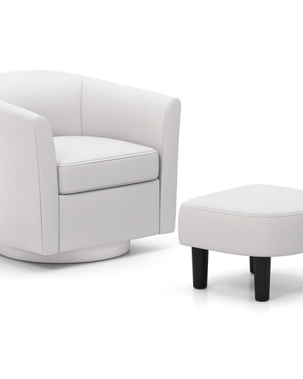 Giantex Swivel Accent Chair with Ottoman, Modern Barrel Club Chair w/Footrest