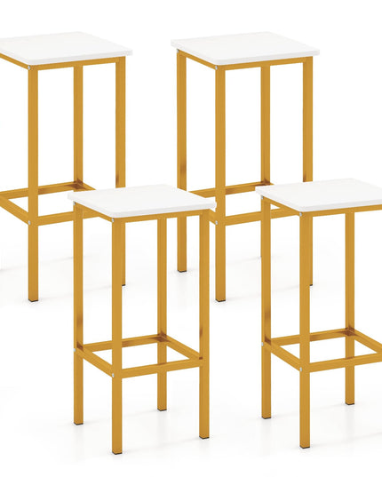 Giantex Bar Stools Set of 4, 26" Backless Barstools with Metal Legs & Footrest, Breakfast Bar Dining Chairs