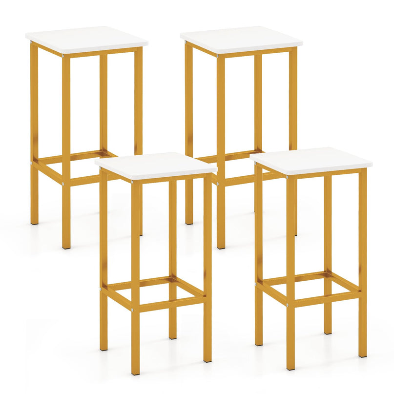 Giantex Bar Stools Set of 4, 26" Backless Barstools with Metal Legs & Footrest, Breakfast Bar Dining Chairs
