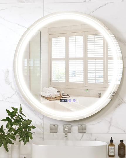 LED Bathroom Mirror, Lighted Beveled Edge Vanity Mirror Wall Mounted