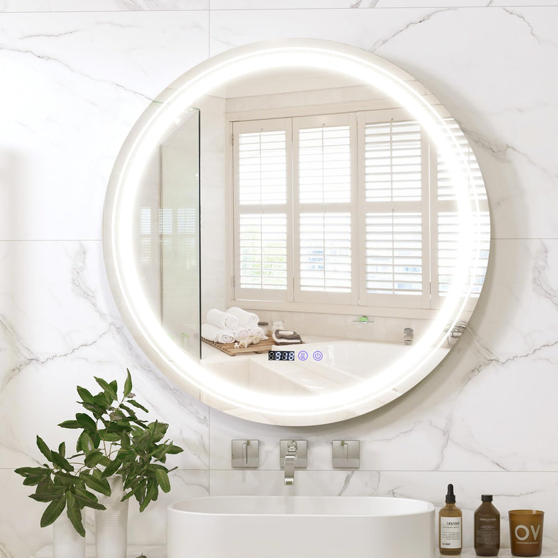 LED Bathroom Mirror, Lighted Beveled Edge Vanity Mirror Wall Mounted