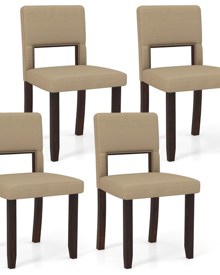 Giantex Wooden Dining Chairs Set of 2/4, Linen Fabric Upholstered Kitchen Chairs w/Rubber Wood Frame