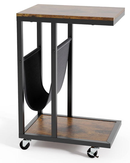 Giantex C Shaped End Table with Rolling Wheels Set of 1/2