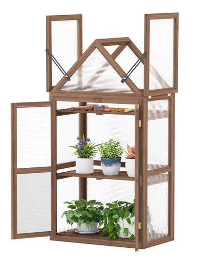 Giantex Garden Cold Frame  Mini Greenhouse Storage Shelves