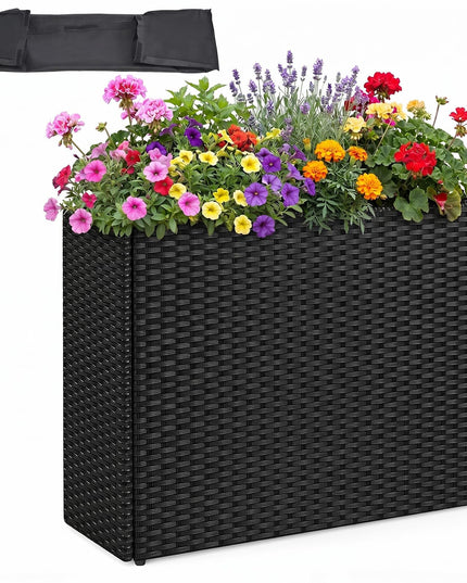 GIANTEX Wicker Raised Garden Bed Rattan Garden Planter Box