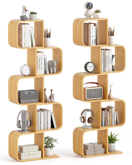 Giantex 5-Tier S-Shaped Bookcase
