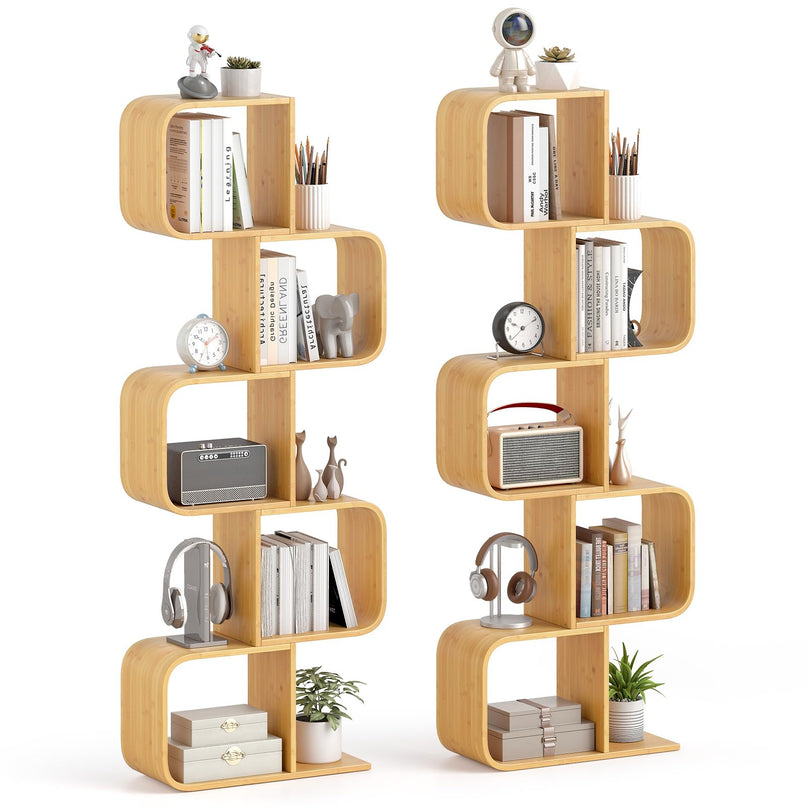 Giantex 5-Tier S-Shaped Bookcase