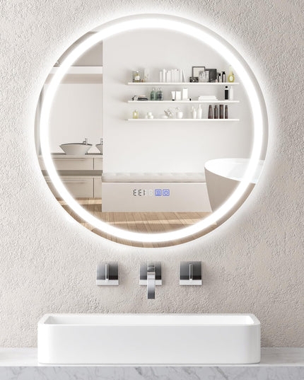 LED Bathroom Mirror - Lighted Vanity Mirror Wall Mounted, Front and Backlight, 3 Lighting Colors