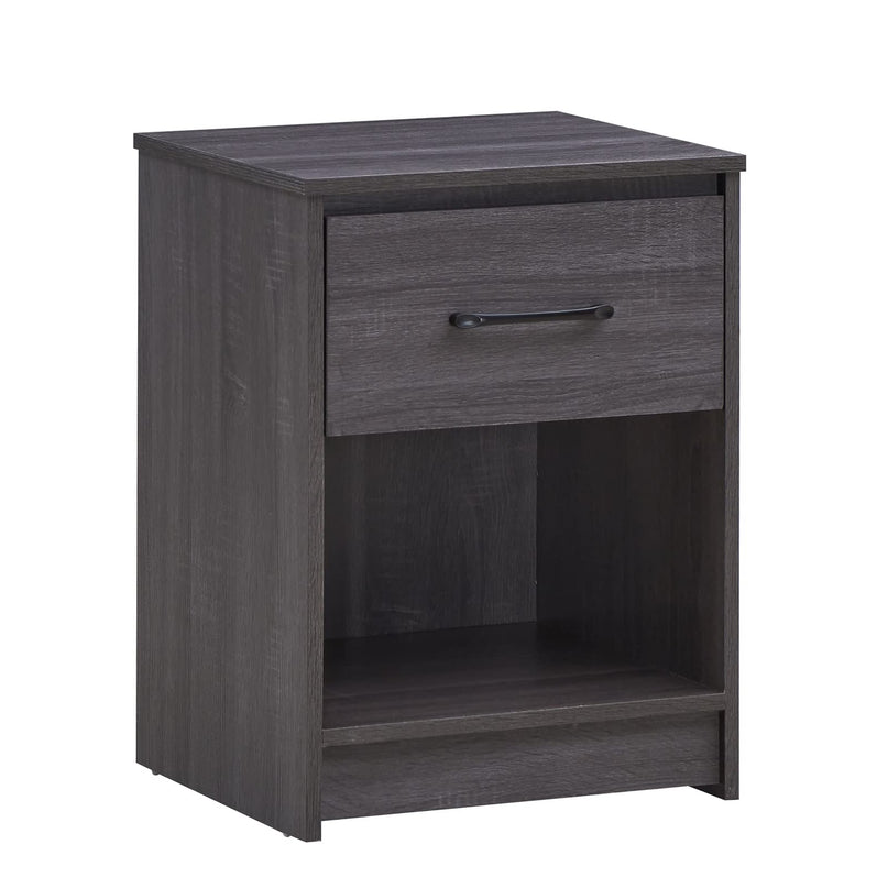 Nightstand w/Drawer, Wooden End Table w/Open Storage Compartment