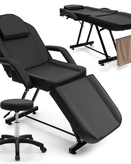 Giantex 73" Facial Chair with Hydraulic Stool, Tattoo Chair with with Adjustable Backrest & Legrest