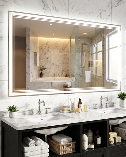 Miroir de courtoisie Giantex avec éclairage avant et arrière