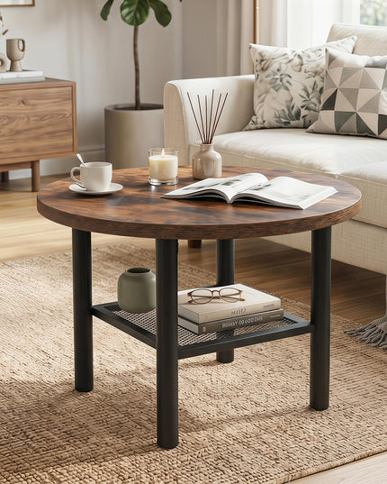 Giantex 24" 2-Tier Small Round Coffee Table with Storage