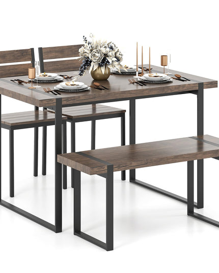 Giantex Ensemble Table de Salle à Manger pour 4 Personnes Table de Cuisine Rectangulaire de 119 cm