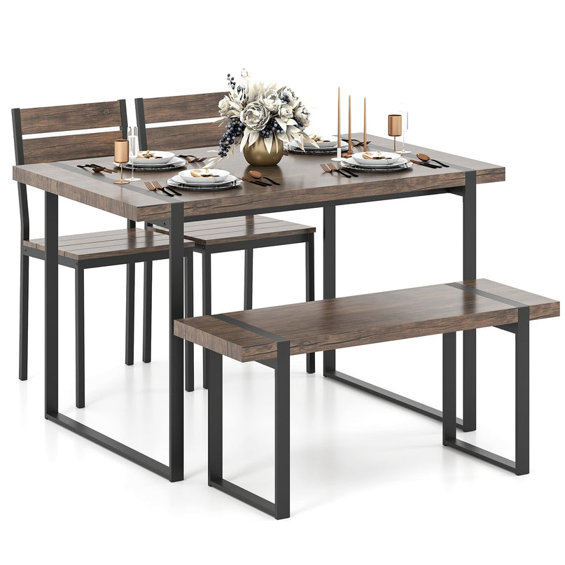 Giantex Ensemble Table de Salle à Manger pour 4 Personnes Table de Cuisine Rectangulaire de 119 cm