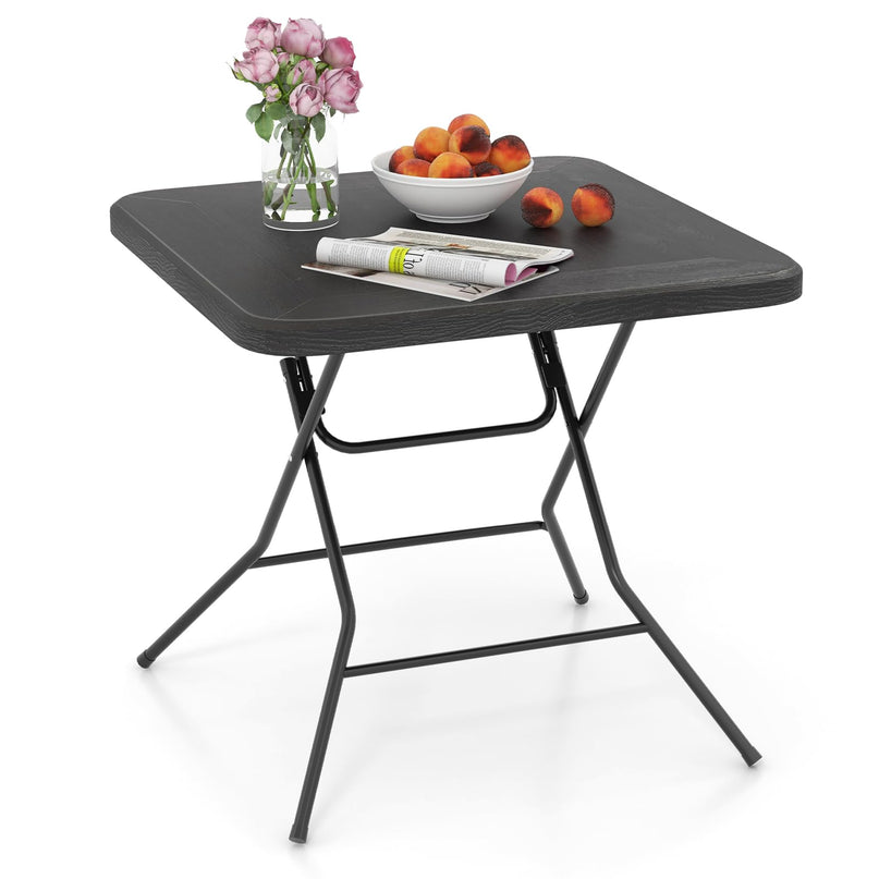 Giantex 2.6 FT Folding Picnic Table, Square Patio Dining Table for 4 Persons, with HDPE Tabletop